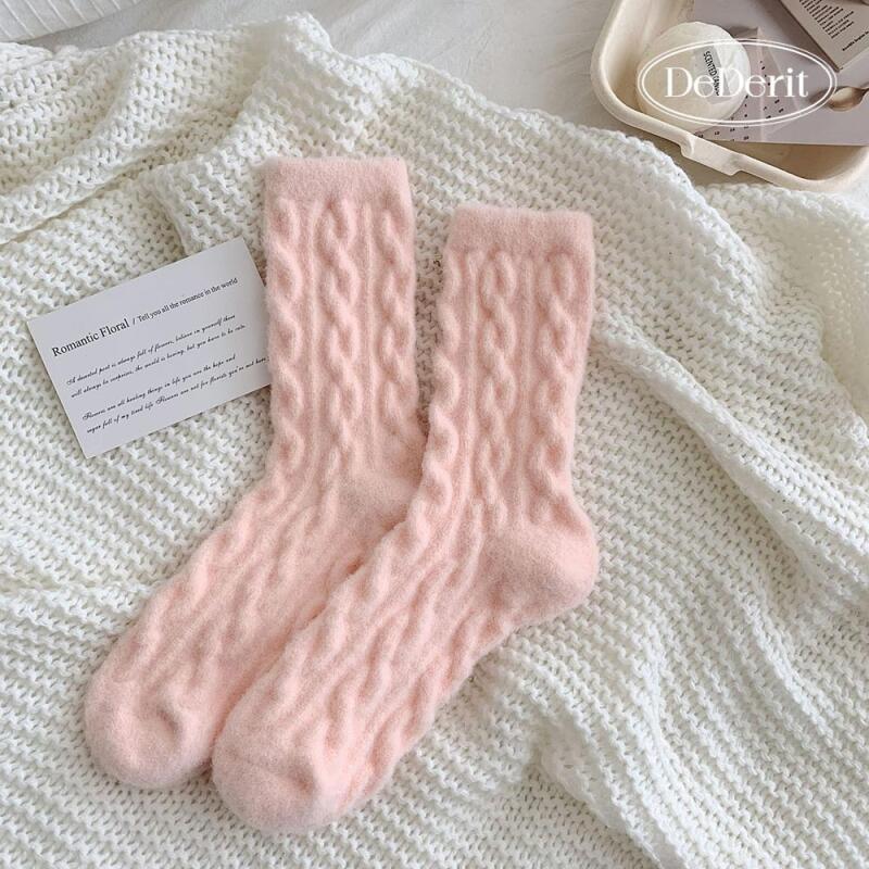 Pastel Twist Winter Thick Knit Women's Sleep Socks