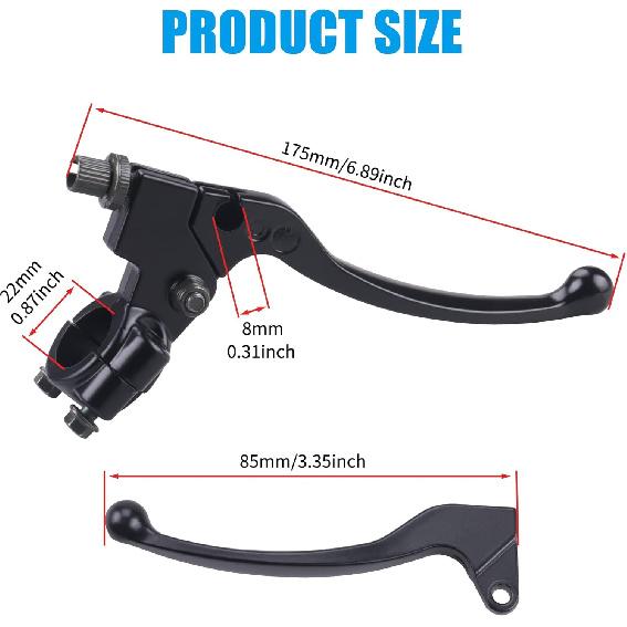 

JINGKE 7/8 22mm Universal Motorcycle Black Left Clutch Brake Handle Lever Perch for Honda XR80 XR100 CRF70 CRF80 CRF100 XR200 SSR 125cc Coolster