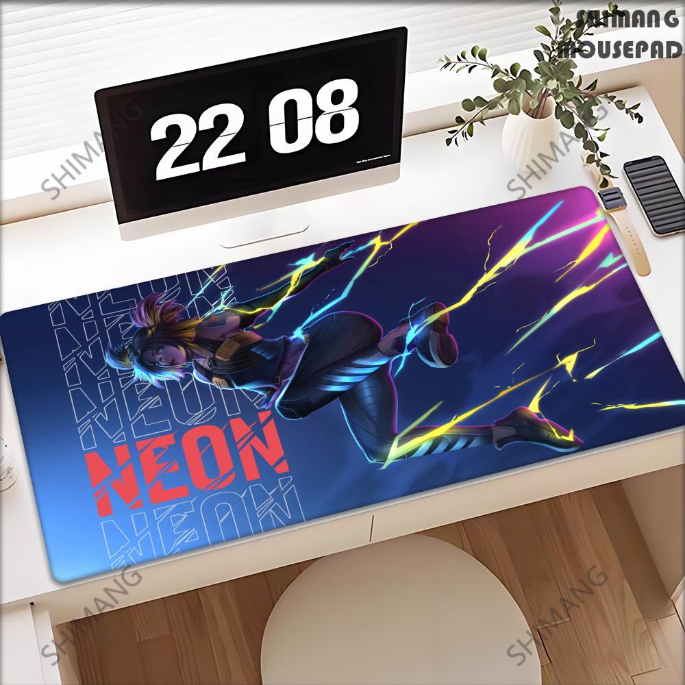 Tapete de Rato Neon Valorant Gaming XL Novo Mousepad HD XXL MousePads Borracha Natural Antiderrapante Tapete de Mesa para Mouse de Computador de Escritório