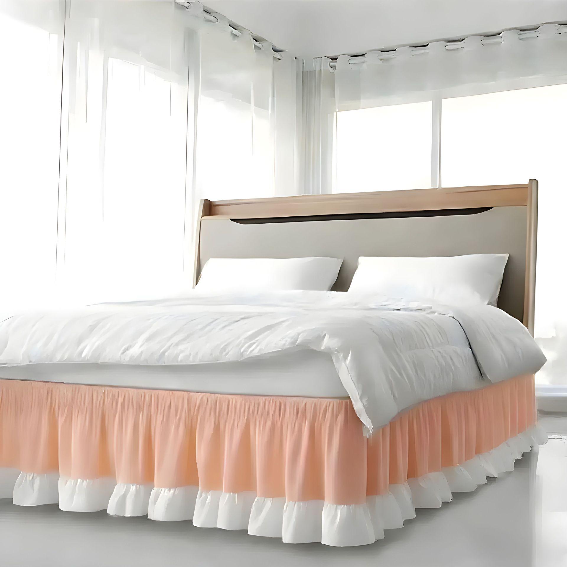 

Adjustable Elastic Bed Skirt Double Elastic Ruffle Ultra Soft Comfortable Breathable for Twin/Full/Queen/King Size Bed Twin 100x200x38cm