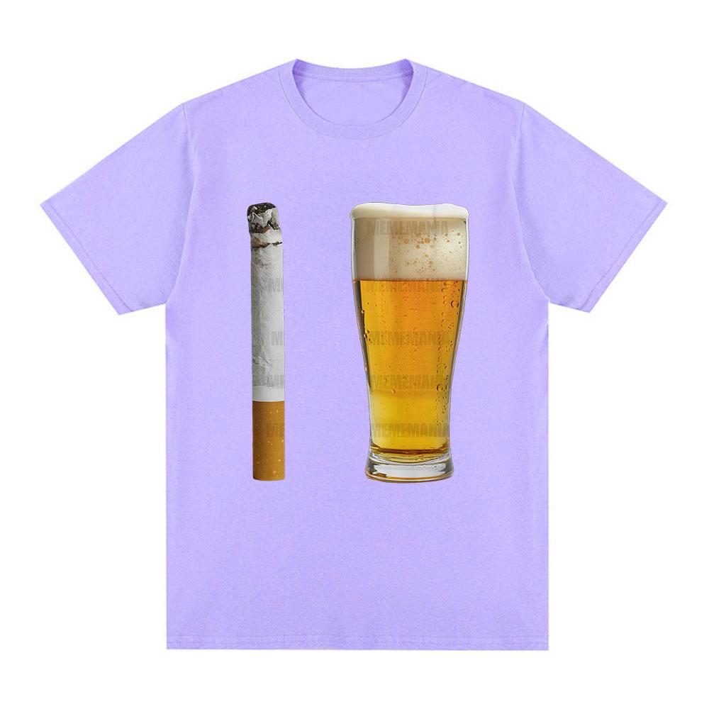 Beer and Cigarette Funny Tshirt Alcohol Beer Offensive Party Stupid Meme Tshirts Unisex Women Fashion Cotton Short Sleeve T Shirt
