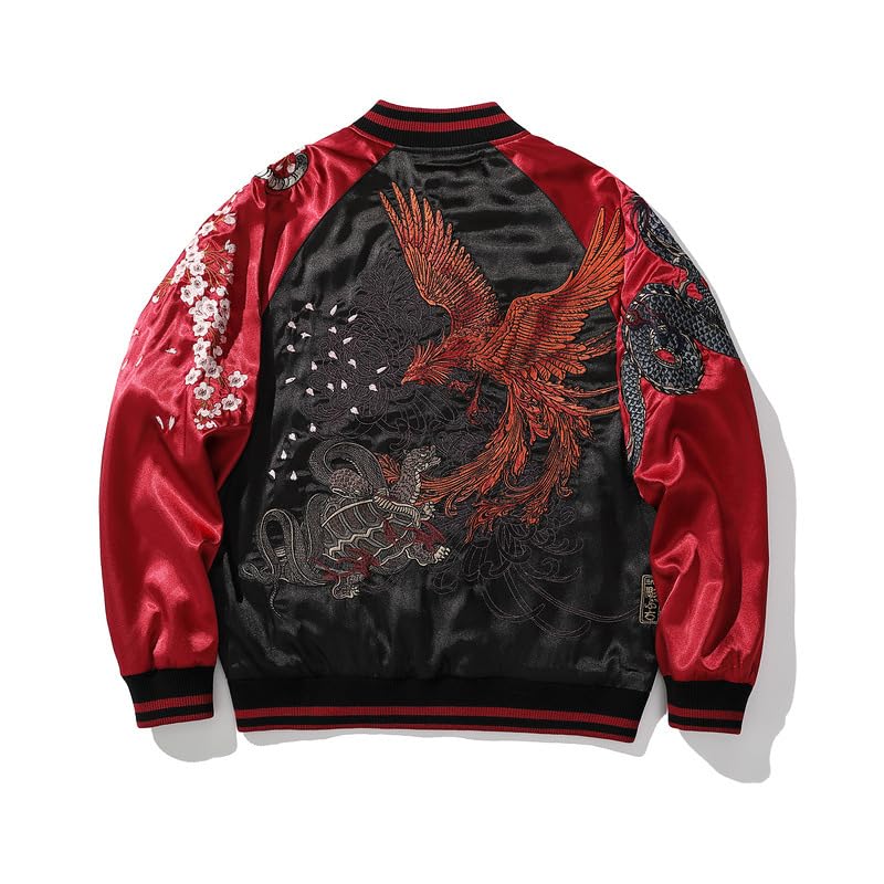 East Rain Sukajan Jacket with Embroidered Divine Souvenir Stadium Casual Everyday FUN210 Beasts, Reversible, Unisex, Jacket, Jacket, Wear, Wear,