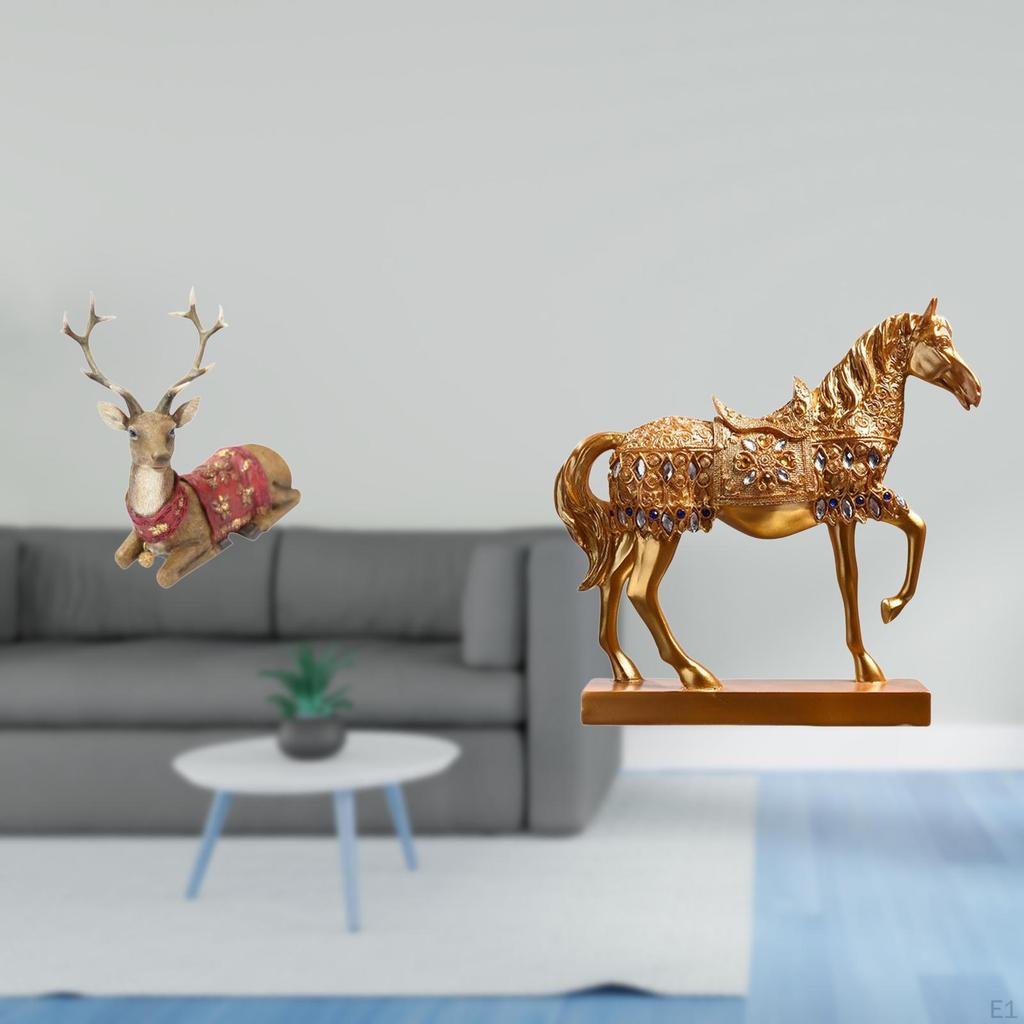 Majestic Deer And Horse Sculpture Figurine Ornament for Living Room Bedroom Office Farmhouse Home