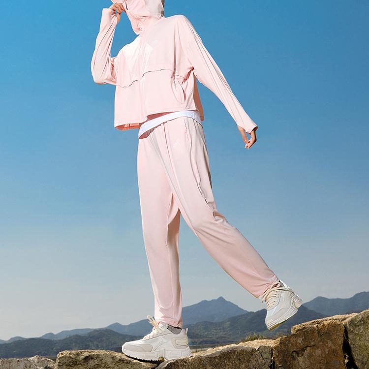 Adidas Upf Knit Pants Solid Color Logo Cuffed Casual Pants Women Pants Pink IW9431