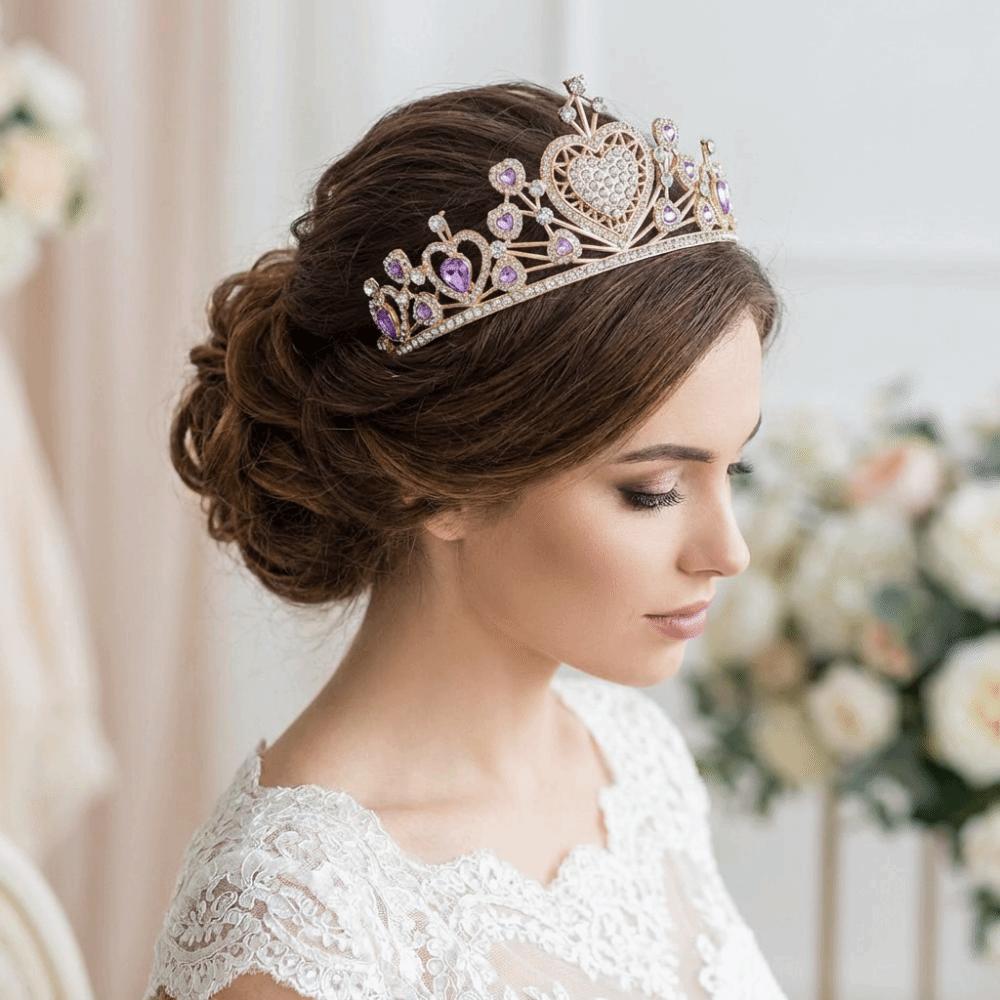 Huvudprydnader Kristall Brudtiara Krona Flerfärgad Bröllopshår Tiara Fantastiska Accessoarer