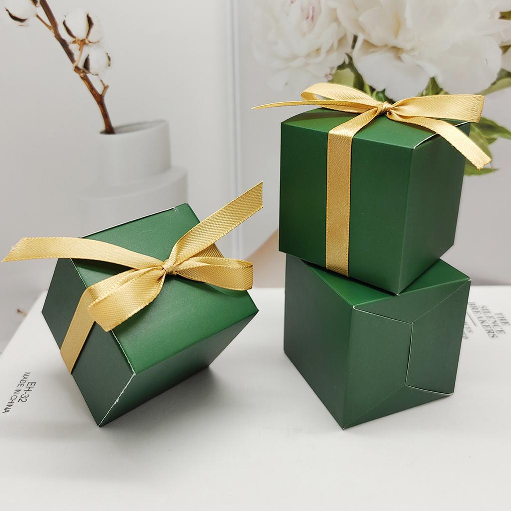 10/50 قطعة من علب الحلوى المربعة الخضراء، صندوق هدايا، صندوق تغليف، حفلات، لوازم الزفاف، لوازم الخبز