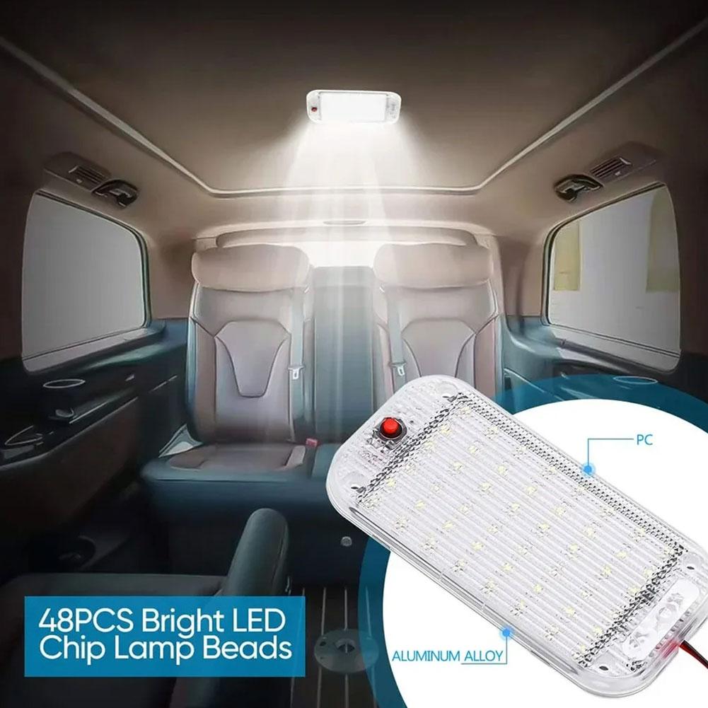 Universal Ceiling Light Bright Car Indoor Lamp With ON/OFF Switch 48/60LEDs Interior Dome Light For Box Trucks Campers Boats RVs