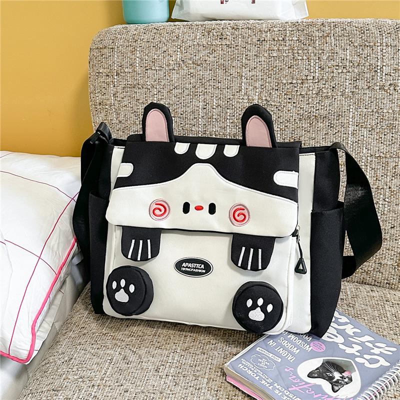 Cartoon-Katze Messenger Bag Damen Große Kapazität Umhängetasche Student Handtasche
