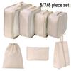 Twill 8-piece Multi-purpose Travel Storage Bag Set for Clothes & Toiletries