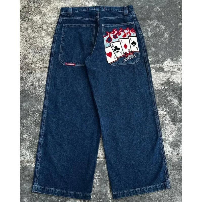 Blugi din Denim cu Imprimeu Grafic Hip Hop, Croială Largă, pentru Bărbați, Stil Y2K Harajuku, Pantaloni cu Picior Drept