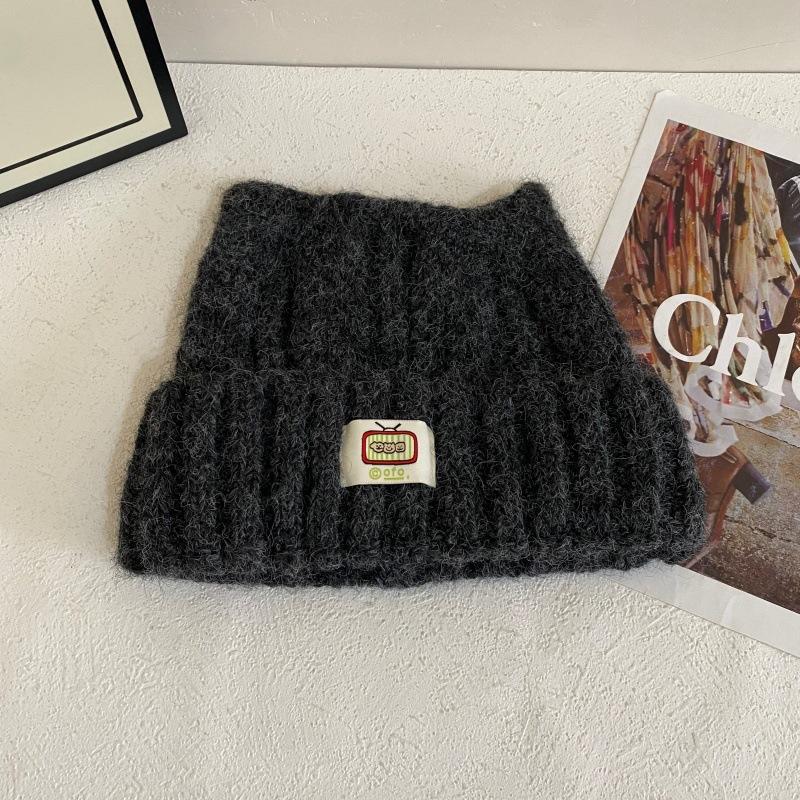 

JYL TS DIY Cat Ear Beanie Women Winter Dark Gray Cute Knit Hat Acrylic 1222Mao12234 лаванда синього кольору