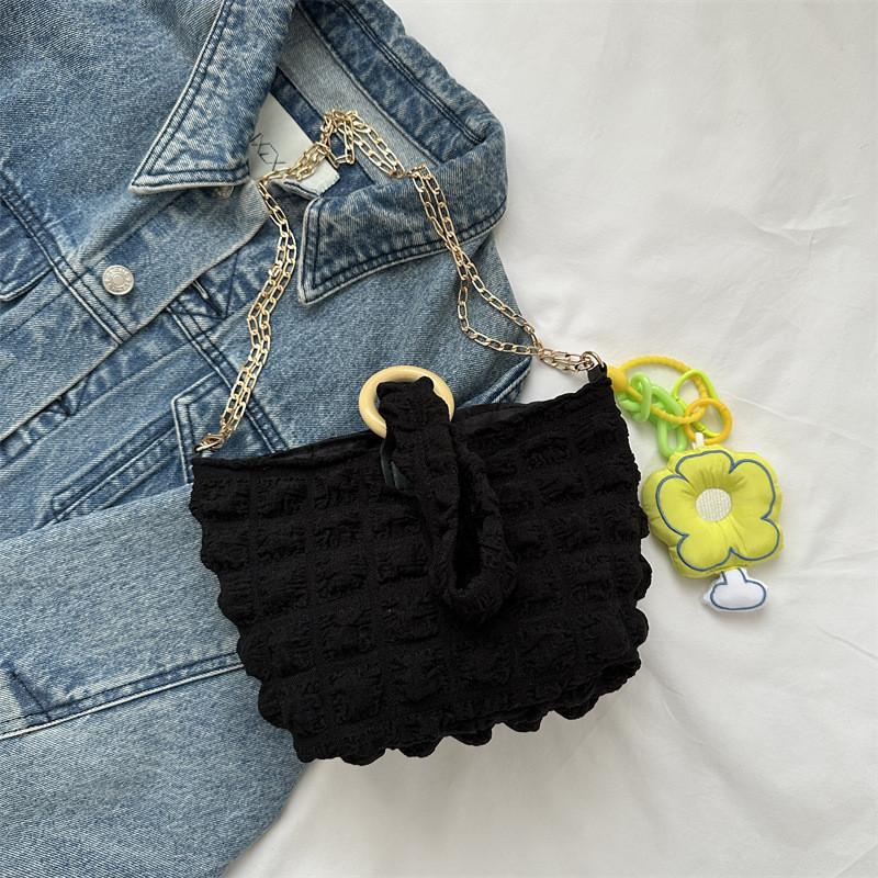 Fashionable Canvas Crossbody Bag Stylish Womens Summer Bucket Bag 2023 Without Keychain чёрный