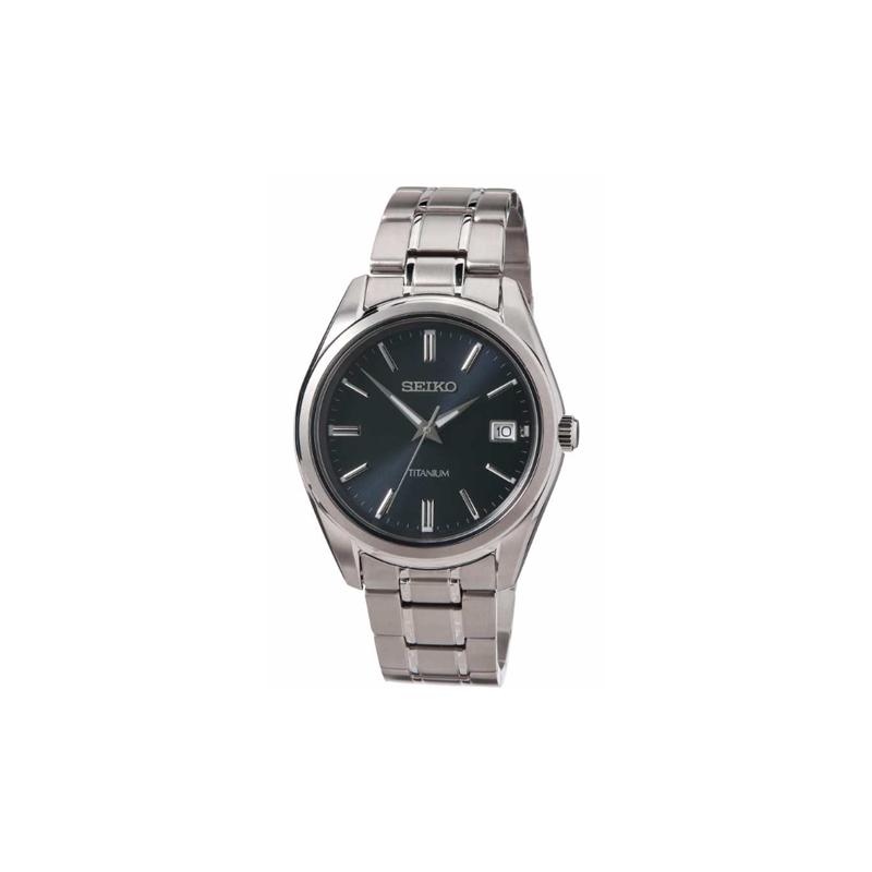 SEIKO Classic Series 100m Waterproof Quartz Titanium Strap Men s Watch Blue Dial SUR373 синий