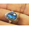 Natural Labradorite 925 Sterling Silver Pear Handmade Vintage Ring US-7.5 MK-68