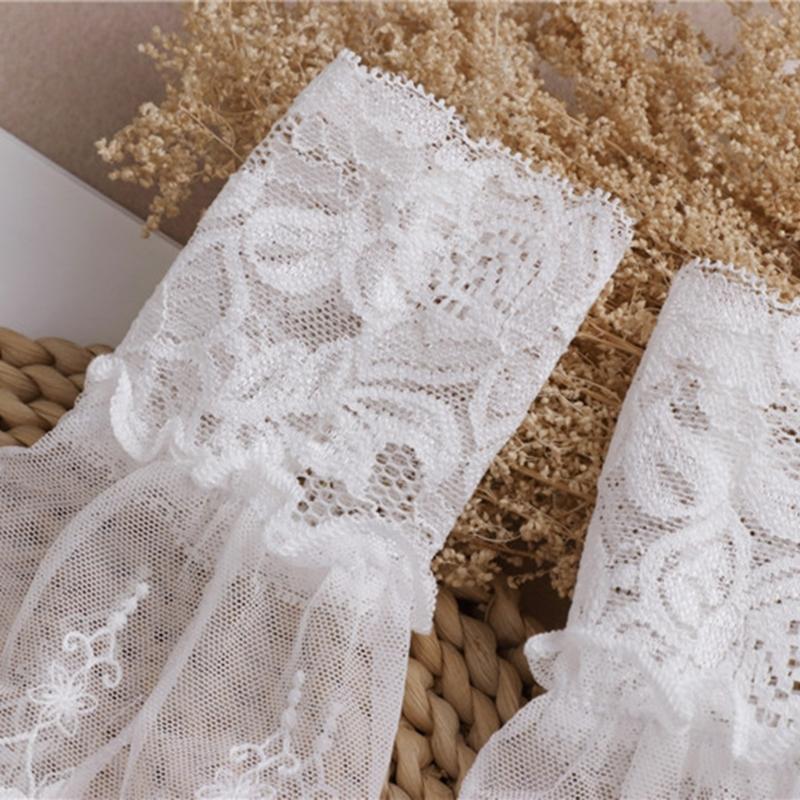 Elegant White Floral Lace Fake Cuffs For Women Stylish Hand Sleeve Cosplay Accessories Perfect For Parties And Weddings