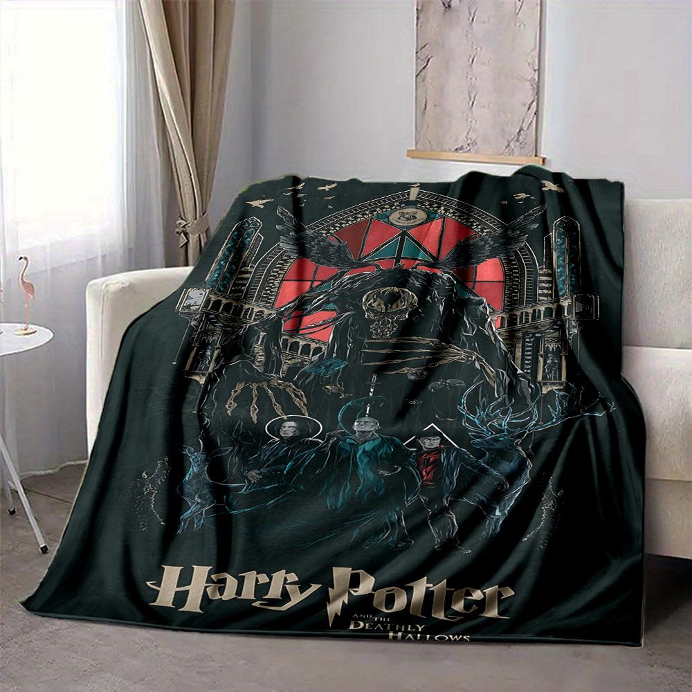 1pc Harry Potter Flannel Throw Blanket - HD Printed Lightweight Soft Warm All-Season Blanket for Sofa, Bed, Travel, Camping 097