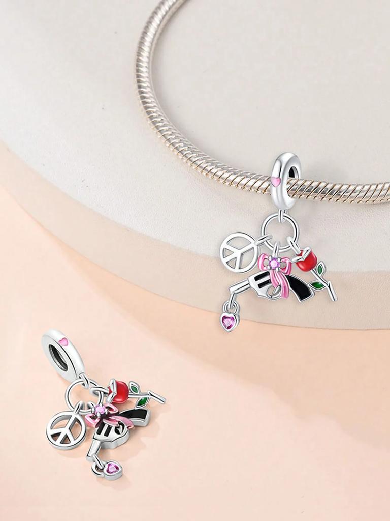 Charms Plata Copper Colors Peace Dove Love Rose Beads Charm Pendant For Original Bracelet For Women Diy Jewelry Love Gift