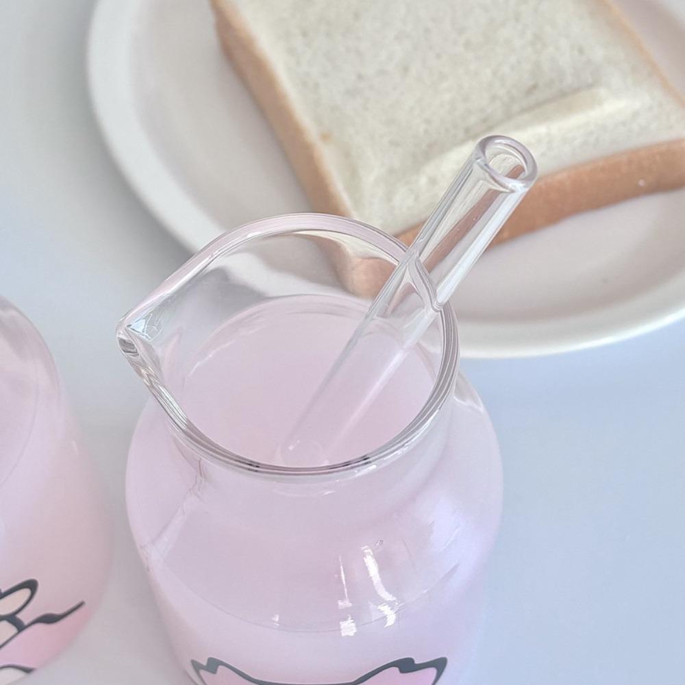 Cute 600ML Korean Coffee Cup Glass Cute Pattern Juice Cup Large Caliber Modern Design Water Bottle For Brewing Coffee Matcha