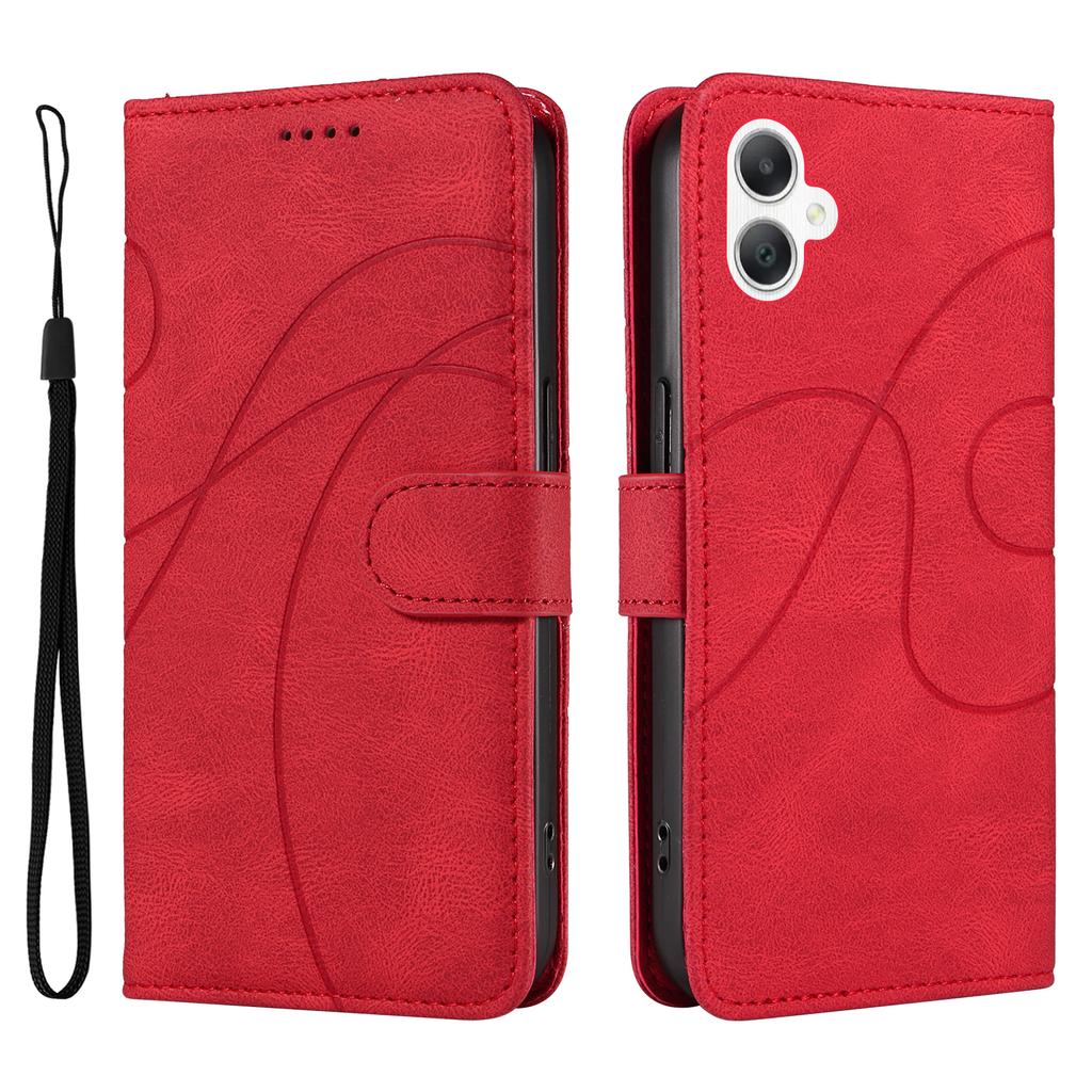 For Samsung Galaxy A07 5G/A06 4G/A06 5G Case Stand Wallet Leather Phone Cover Curved Line Wrist Strap