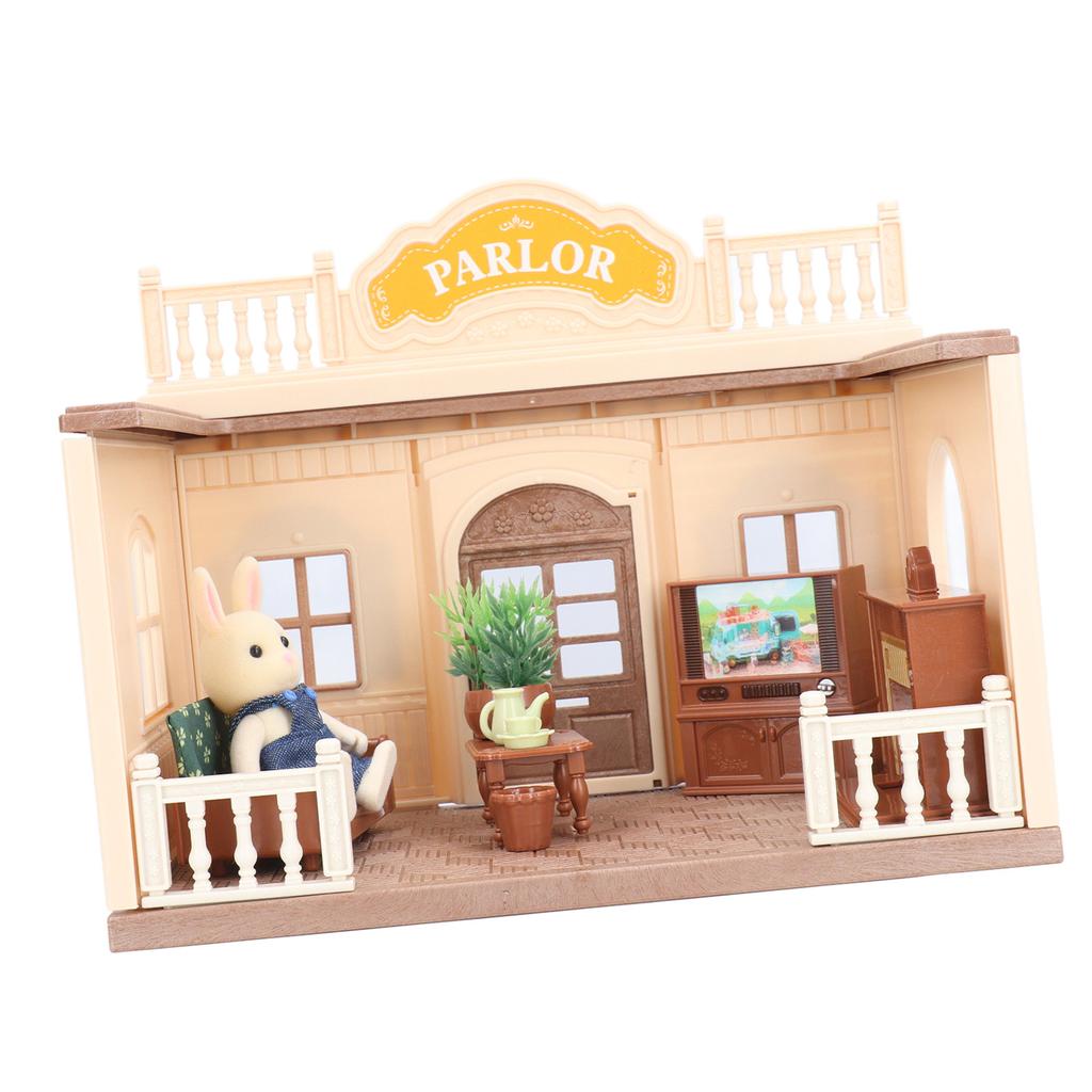 1:12 Scale Doll House Furnishings Plastic Miniature TV Tea Table Sofa Fireplace Flower Pots Living