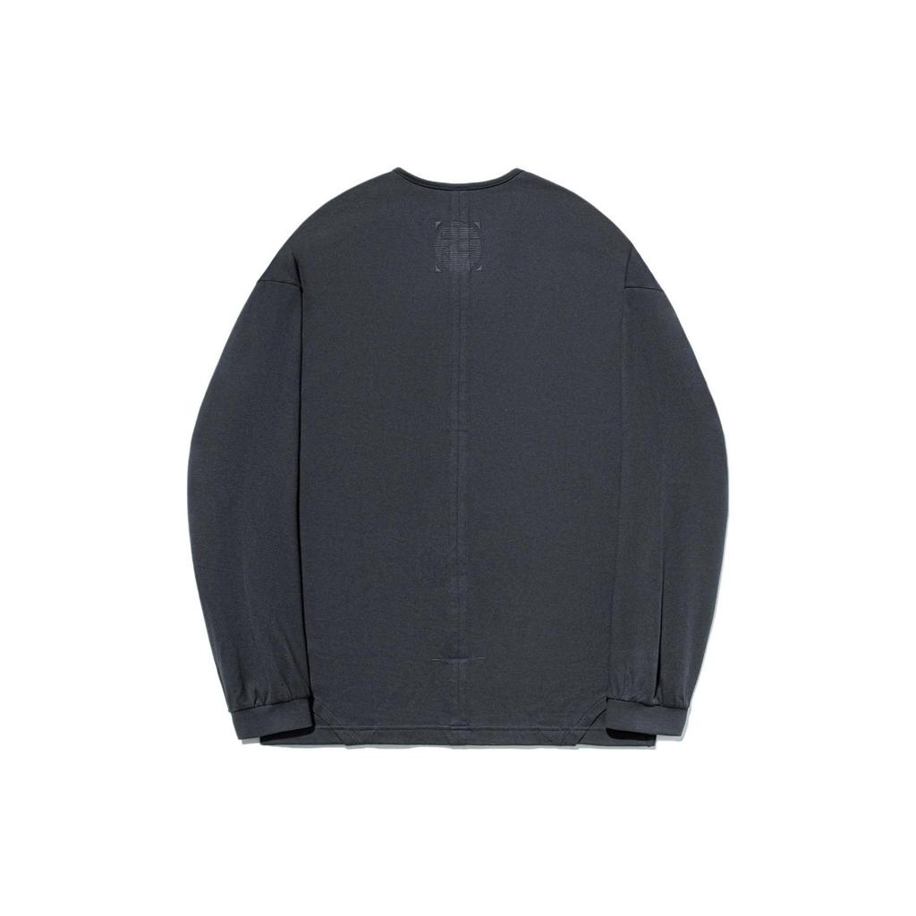 Li Ning X Jackie Chan Kung Fu Series Solid Color Loose Fit Round Neck Long Sleeve T-Shirt Unisex Tops Charcoal-Black AHST623-2