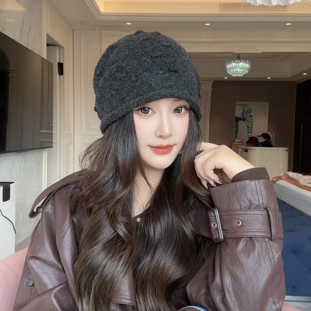 Cashmere Rolled Up Pile Cap  Free Shipping Cap  Korean Style Loose Elastic Cold Cap  Soft Postpartum Cap  Women's Headscarf Cap