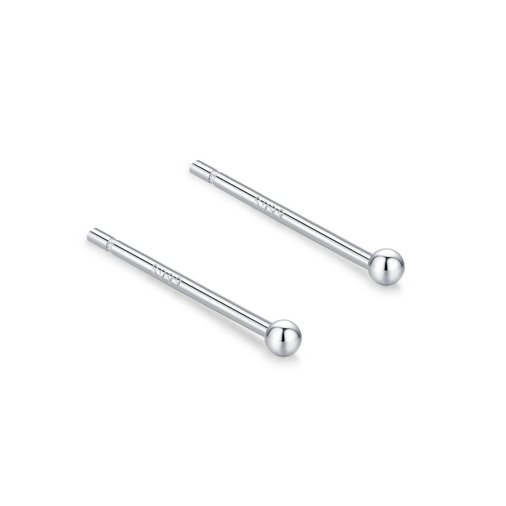 S999 Pure Silver Round Stud Earrings for Women - High-End Cartilage and Ear Piercing Needles to Prevent Clogging
