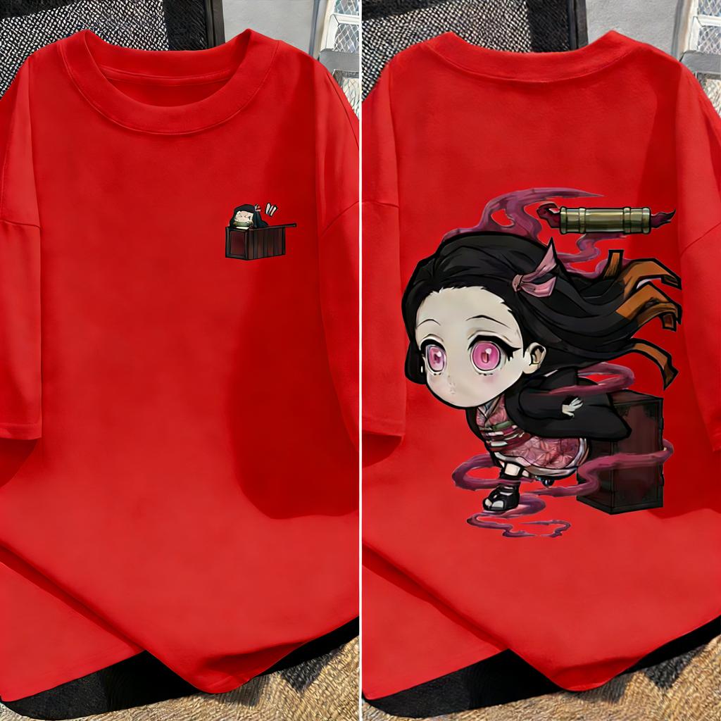 Plus Size Demon Slayer Anime Printed Unisex Women Tshirt Casual Parent Child Top Fashion Summer Street Wear Y2K Harajuku Style