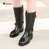 European Water Shoes Plus Cotton Women's Plaid Fashion Hunter Rain Boots Hemming Accessories Thermal Medium Tube Rain Shoes