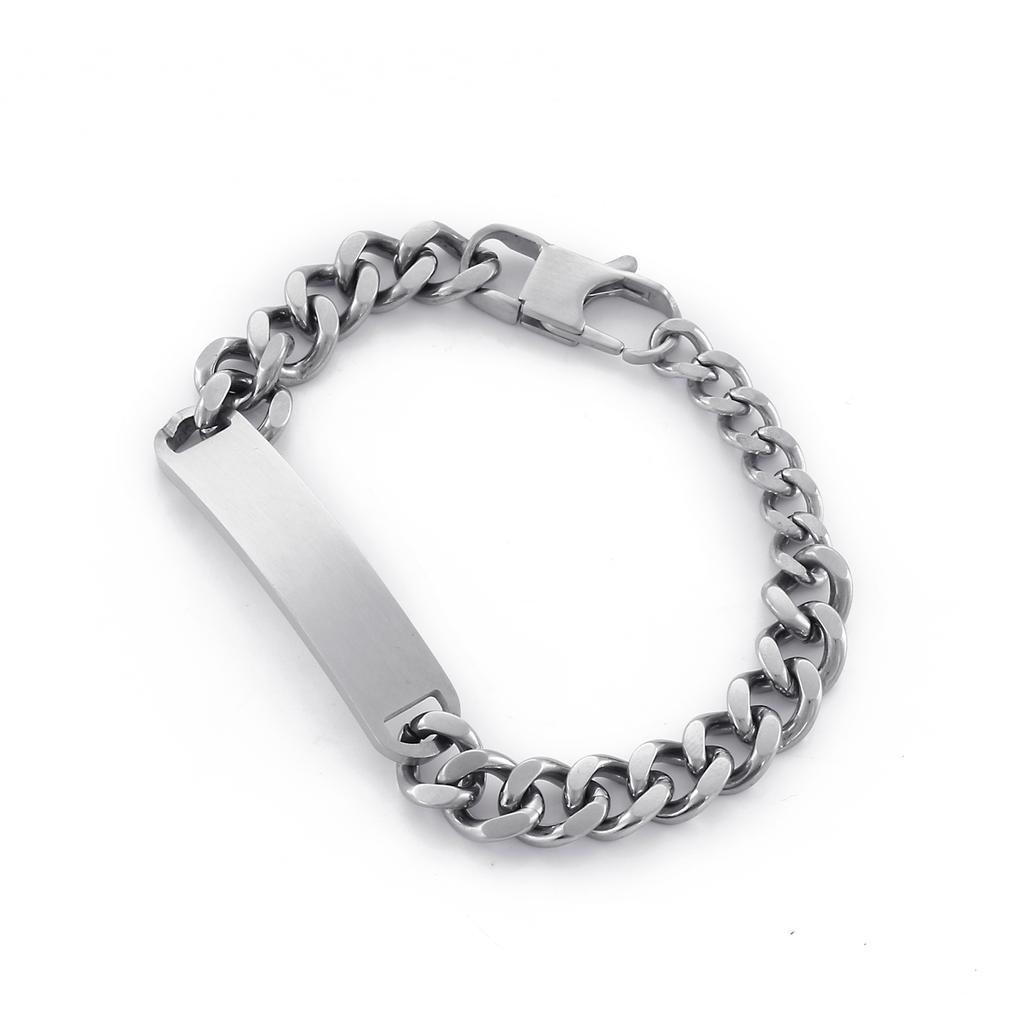 10mm Vintage Cuban Chain Homme Bracelet Men's Thick ID Charm Stainless Steel Jewelry Trendy Silver/Gold Color Metal Accessories