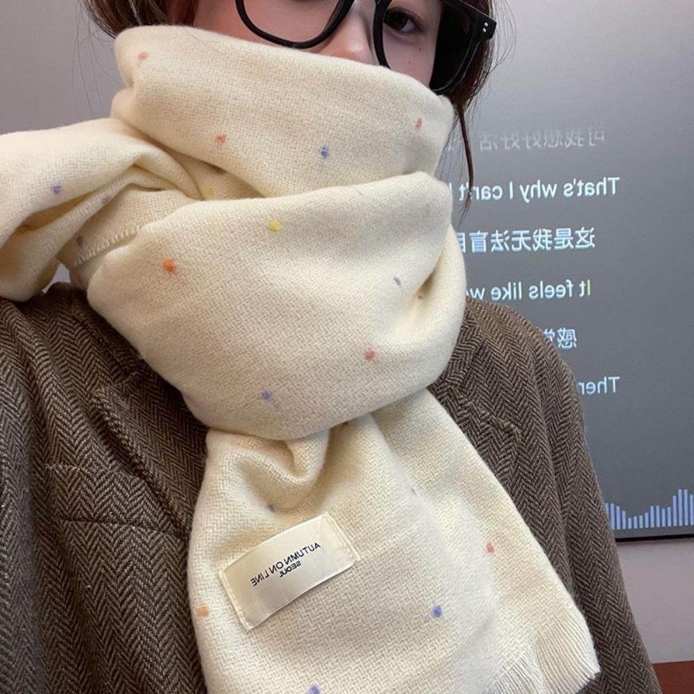 

Warm Winter Scarves Tassel Women Bandana Luxury Solid Shawl Wrap For Lady бежевий