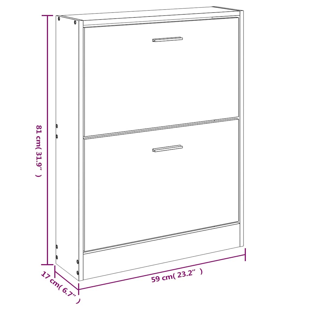 Vidaxl Zapatero, Roble, 59x17x81 cm, Material Derivado de la Madera