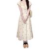 Gentle Wind Floral Bubble Sleeve Dress Women's Summer New Bow Niche Design Temperament Beautiful Long Dress