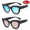 2pcs Fashion Cat Eye Sunglasses Woman Vintage Large Frame Brand Gradient Design Glasses Sun Glasses for Female UV400 Eyewear