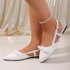Women Summer French Style Open Back Mary Jane Flat Shoes Square Toe One Strap Bow Accent Casual Slip On Flats