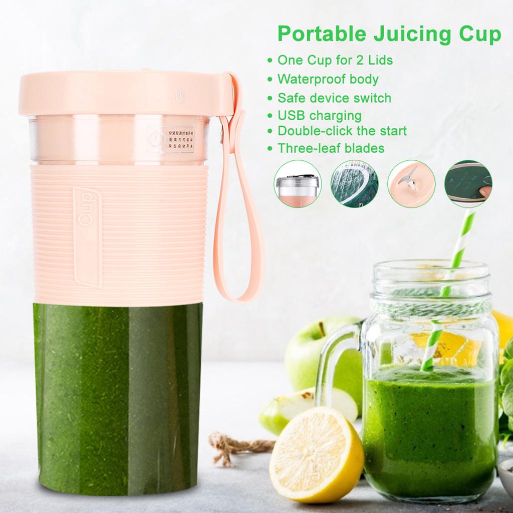 Portable Electric Fruit Juicing Cup Three Leaf Cutter Head Juicer Mixer 2000mah for Travel Home USB