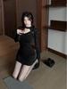 Backless Halter Long Sleeve Bodycon Dress - Sexy Hollow Out, Short Skirt for Women, Spring Autumn