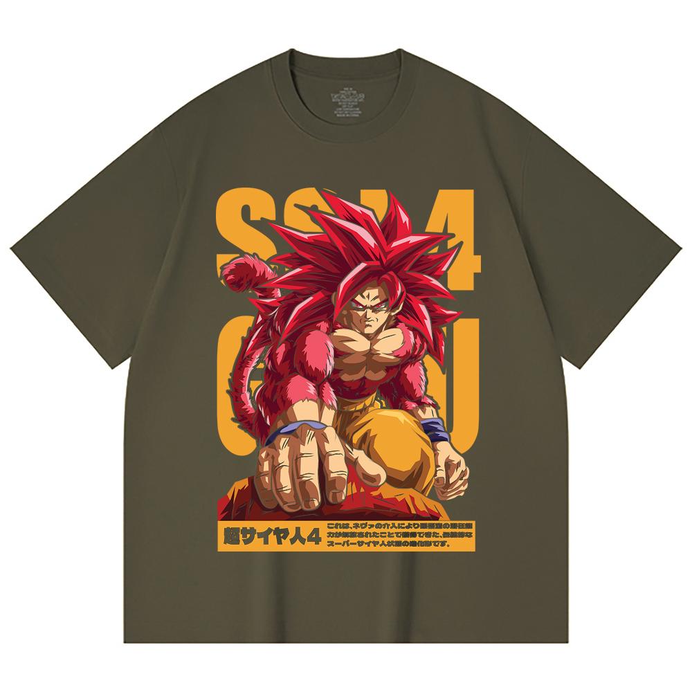 T-shirt unisex in cotone pesante 100% da 230 g/m² con stampa Dragon Ball V42 Goku SSJ4.