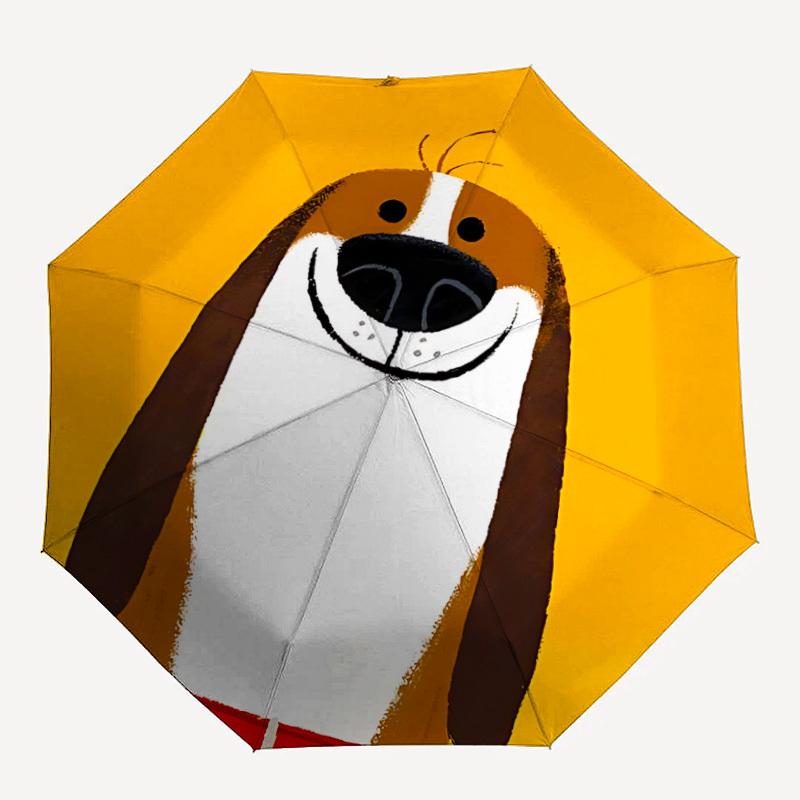 

1pc Puppy Face Automatic Open/Close Umbrella Compact Folding Umbrella, All-Season Portable Umbrella for Women/Men F1124015
