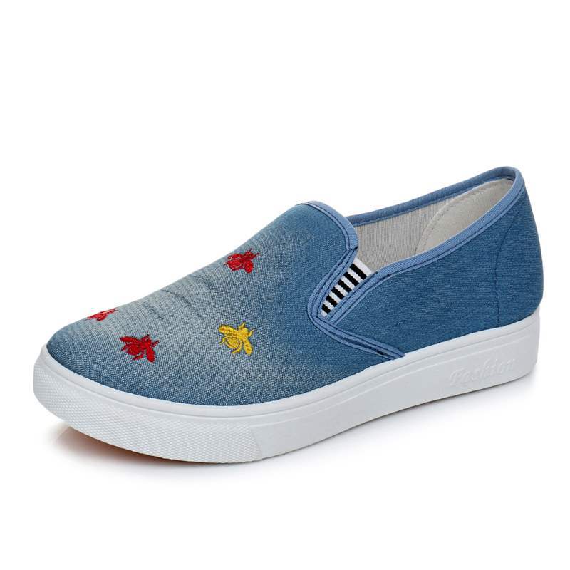 Cloth shoes Spring and autumn denim canvas shoes Flat-bottomed lazy one-pedal single shoes