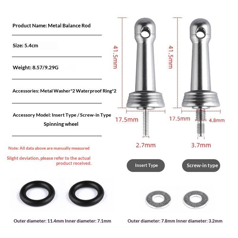 Fishing Wheel Balance Rod Universal Aluminum Fishing Reel Balancers Insertion In/Screw In Stand With Gasket Rubber Rings