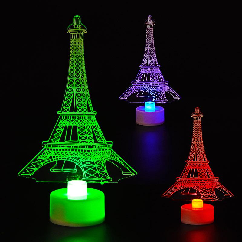Acrylic LED Seven-Color Christmas Night Light: Snowman, Santa Claus, Apple, Eiffel Tower Luminous Toy