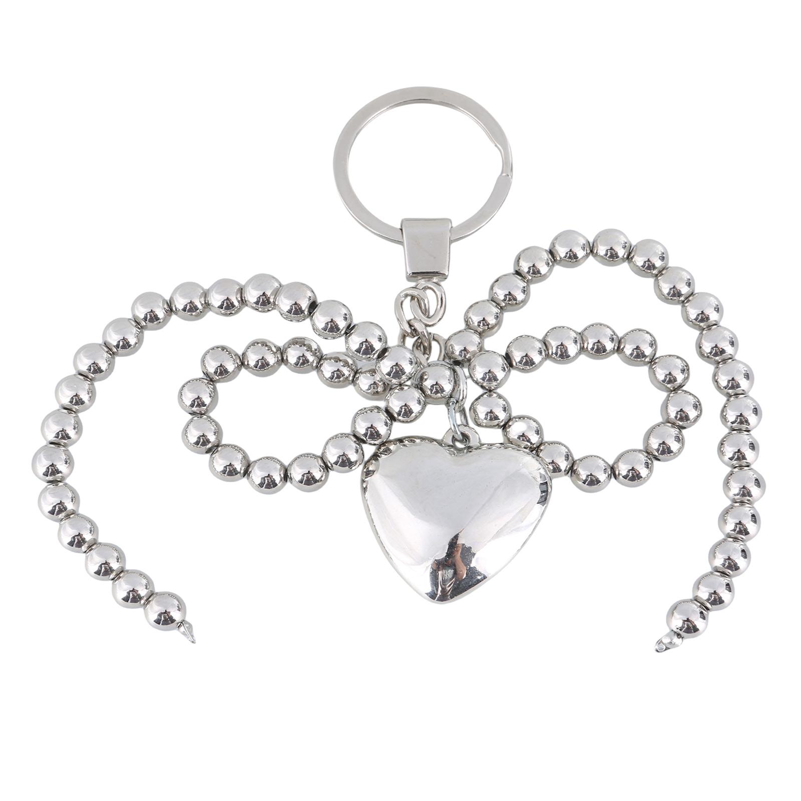 

Элегантный брелок в виде сердца с бантом, универсальный серебряный брелок в виде сердца с бантом, подвеска, портативная сумка, украшение для ключей