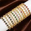 Colorful Zircon Lucky Four-Leaf Flower Bracelet for Women Flower CZ Stone Gold Plated Tennis Bracelet Fragrance Jewelry