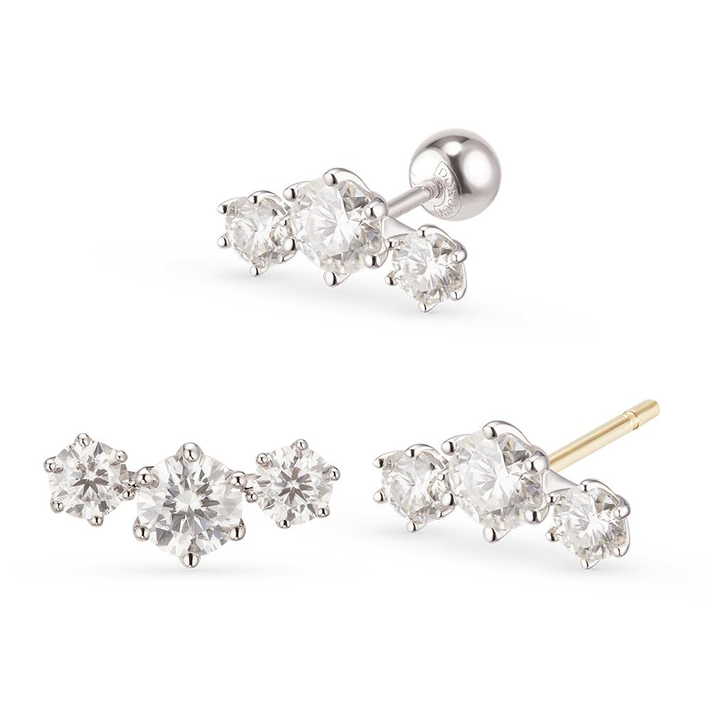Dorocy 14K Moissanite Triple Piercing Earrings