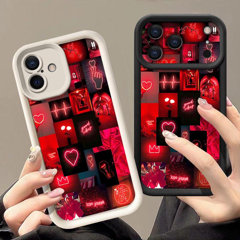 Red Heart Pattern TPU Phone Case For iPhone Air 16e 17 16 15 14 Pro Max 13 12 Pro 15 16 14 Plus Shockproof Soft Silicone Cover