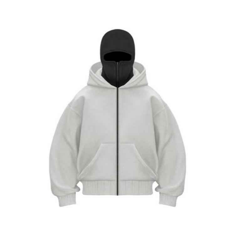 Warmer Unisex Balaclava Hoodie mit Gesichtsmaske Locker Reißverschluss Freizeitjacke für Herbst Winter Outdoor Sport Streetwear