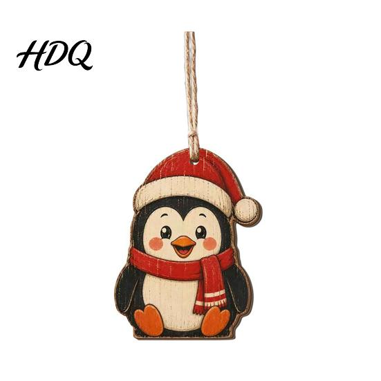 Xmas Wall Hanging Decor Wooden Christmas Santa Claus Ornament Snowman Stocking Tree Wreath Handmade Ornament Decoration 2D Farmhouse Rustic Holiday