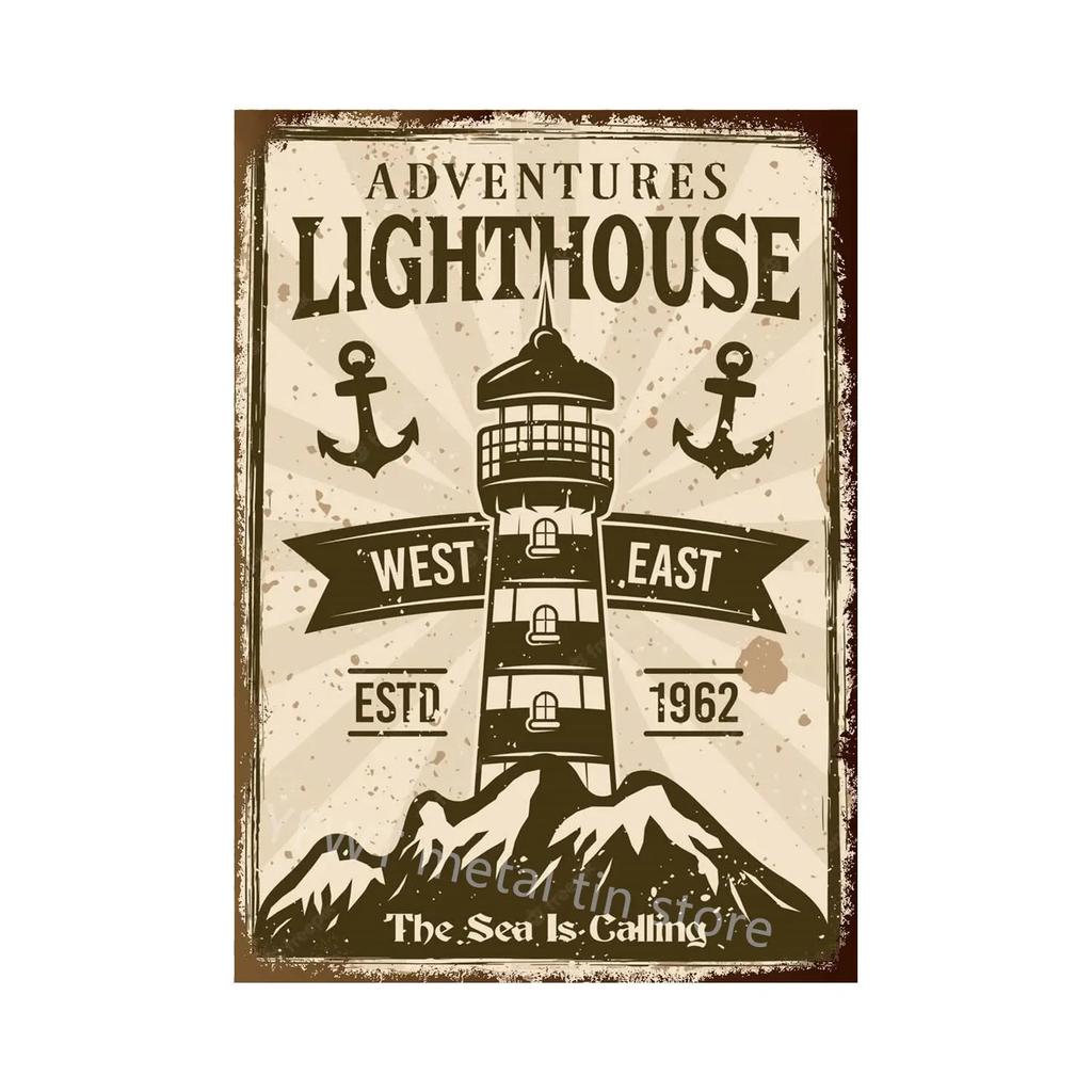 1pc Anchor Navigation Tin Sign Metal Signs Vintage Nautical Dream Art for Beach Beach House Seaside Man Cave Wall Decoration