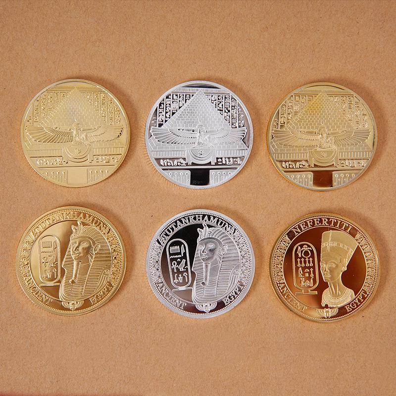 Ancient Egyptian Sphinx & Pyramid Commemorative Pharaoh Coin, Gold/Silver-Plated